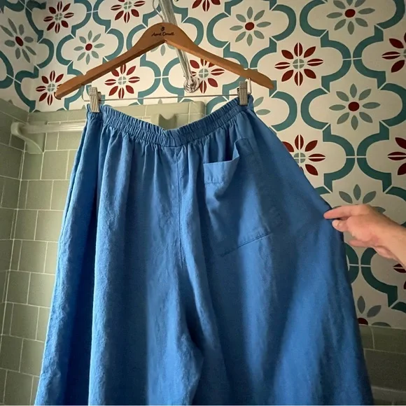 Nettle Studios Mid Easy Pant in Cobalt Linen Large Regular Length - Picture 3 of 13